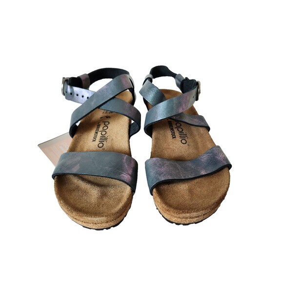 Papillio Birkenstock Sibyl Nubuck Wedge Sandals 38 US 7.5-8 Metallic Black - Picture 5 of 16